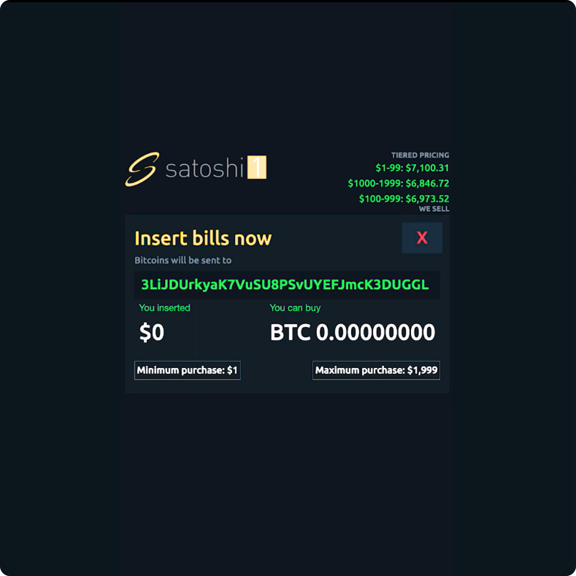 Bitcoin ATM - insert bills now